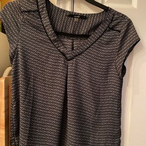 Grey and black print blouse